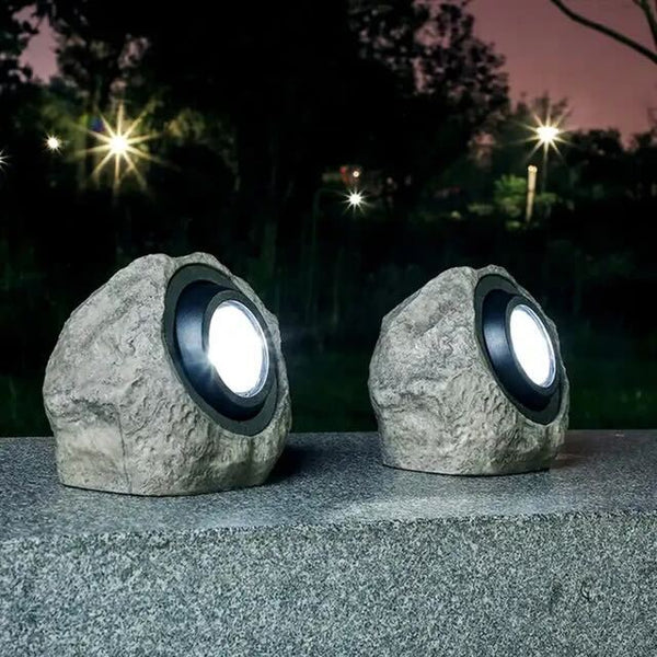 Nowoczesna Lampa Ogrodowa Solarno-LED w Kształcie Kamienia – Wodoodporna, Regulowana Głowica, 17 x 20 cm 2