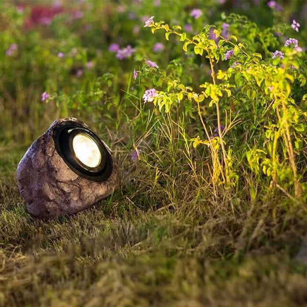 Nowoczesna Lampa Ogrodowa Solarno-LED w Kształcie Kamienia – Wodoodporna, Regulowana Głowica, 17 x 20 cm 3