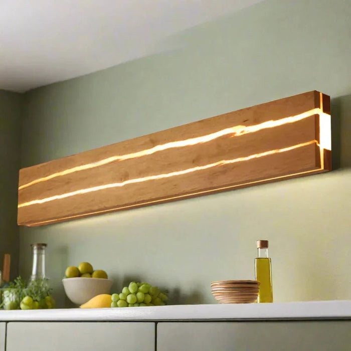 Nowoczesny Kinkiet Ścienny z Drewnianymi Pęknięciami – Lampa LED do Sypialni i Salonu, Ciepłe Światło 1