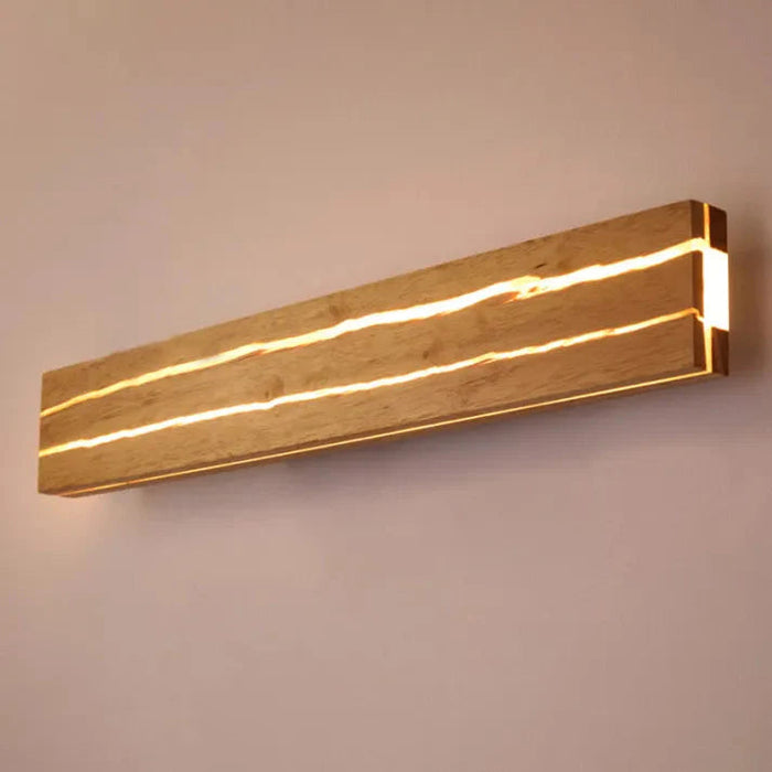 Nowoczesny Kinkiet Ścienny z Drewnianymi Pęknięciami – Lampa LED do Sypialni i Salonu, Ciepłe Światło 6