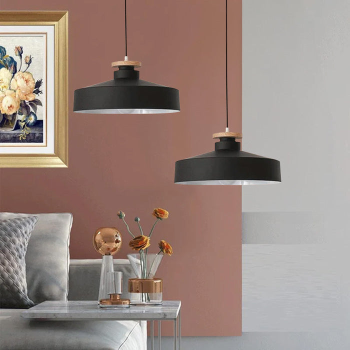 Nowoczesna Lampa Wisząca z Drewna i Aluminium do Kuchni E27 220V – Elegancka Lampa nad Stół do Jadalni i Salonu 0