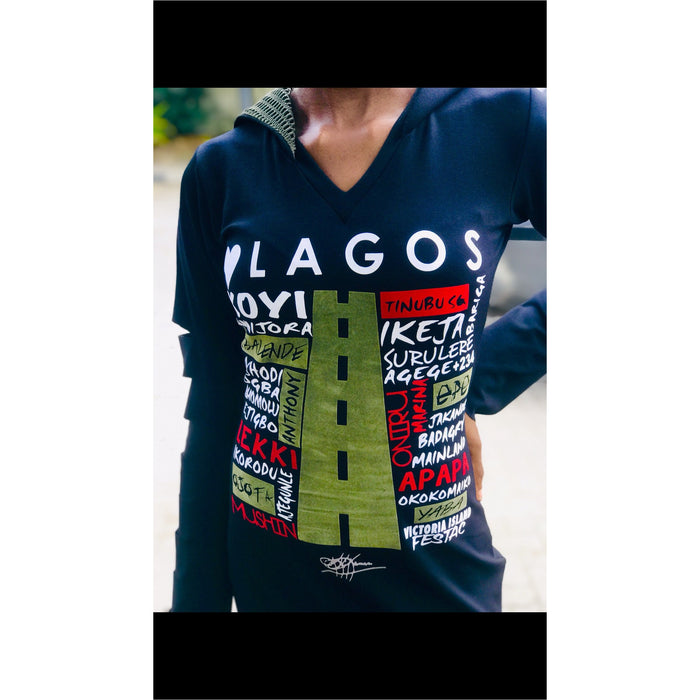 Multi Slit Sleeve Détail Love Lagos Midi, Mesh Hood and Side Olive Ruffle Détail