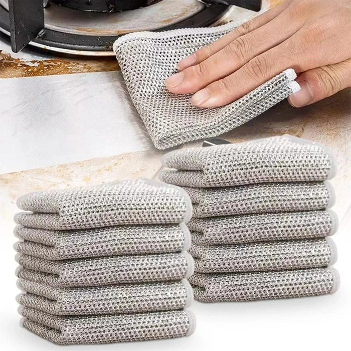 Multifunctional Wire Cleaning Cloth for Stubborn Stains – Quick-Drying Silver Fabric – 20 x 20 cm, Set of 10 0