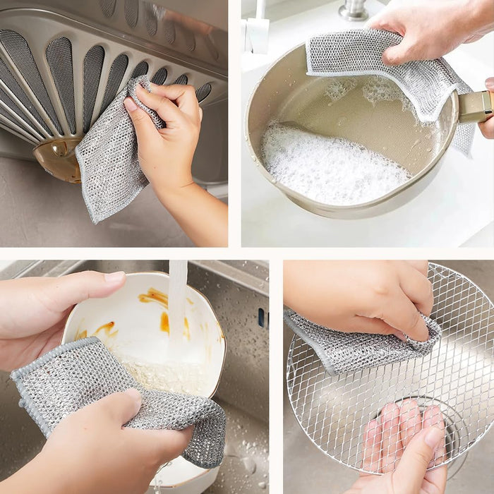 Multifunctional Wire Cleaning Cloth for Stubborn Stains – Quick-Drying Silver Fabric – 20 x 20 cm, Set of 10 4
