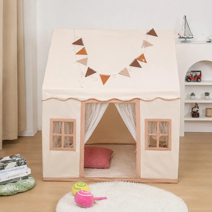 Namiot tipi do zabawy dla dzieci z bawełnianym baldachimem i składaną konstrukcją w neutralnym design 4