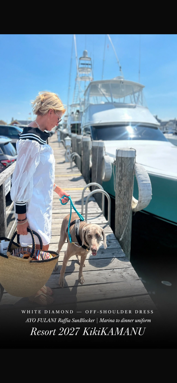 Nauti-Preppy White Diamond  Off Shoulder Dress