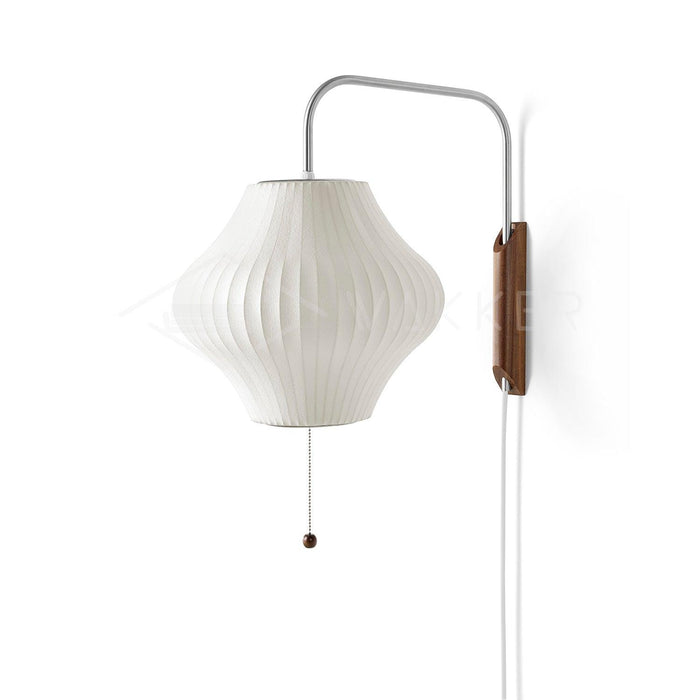 Dia 30cm x H 30cm / White & Walnut