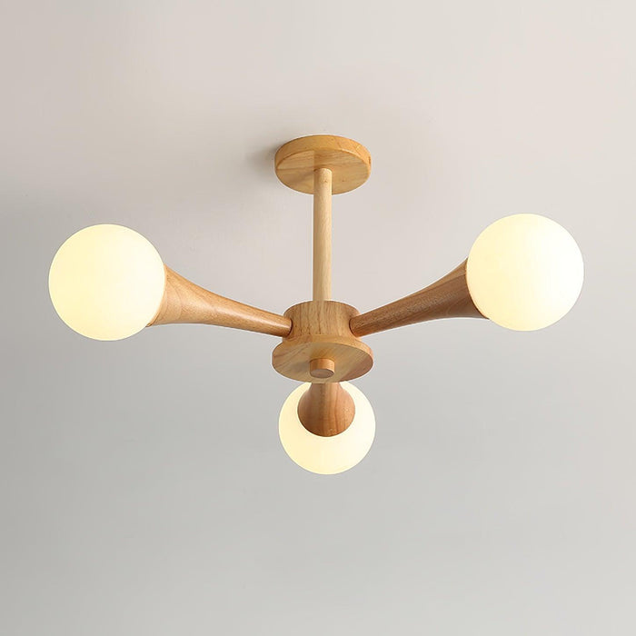 Lampa Sufitowa Nera z Drewna i Szkła – Stylowa Lampa Sufitowa do Sypialni i Salonów z Możliwością Żarówek LED 0