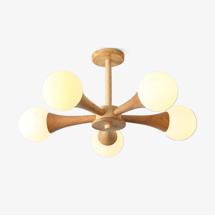 Lampa Sufitowa Nera z Drewna i Szkła – Stylowa Lampa Sufitowa do Sypialni i Salonów z Możliwością Żarówek LED 7