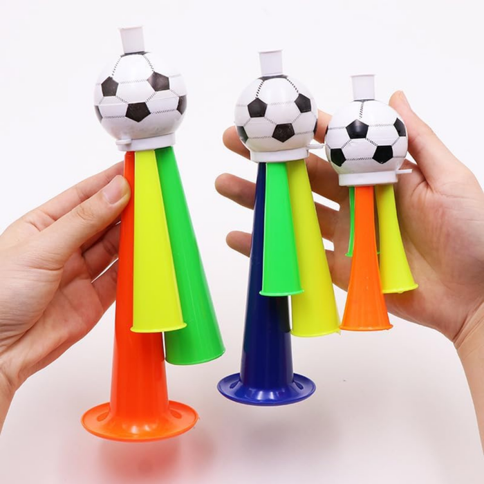 Hałasująca trąbka Vuvuzela do kibicowania na stadionie – głośna, 3-tonowa plastikowa konstrukcja – długość 35 cm 0