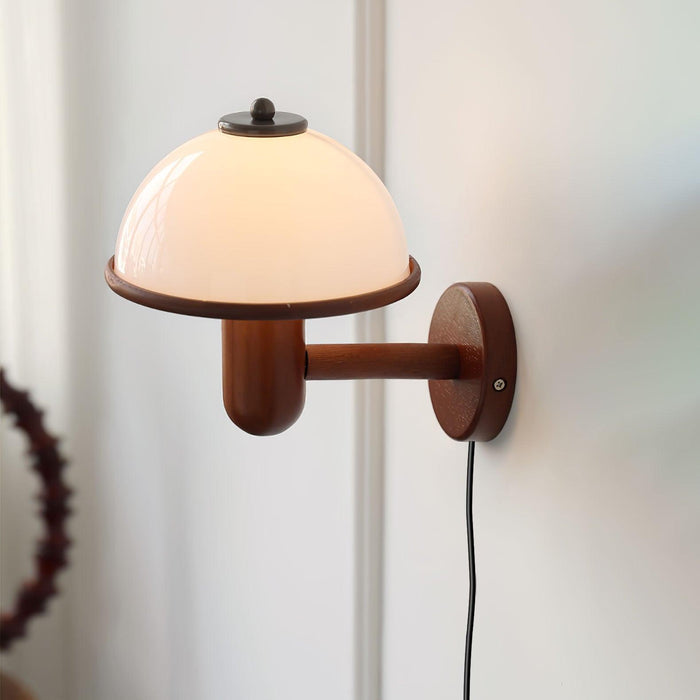 Lampa Ścienna z Drewna Dębowego i Białym Abażurem – Nowoczesny Kinkiet Ścienny do Wnętrz 5