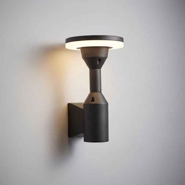 Kinkiet zewnętrzny LED z aluminiową obudową w nowoczesnym czarnym designie, odporny na war 0