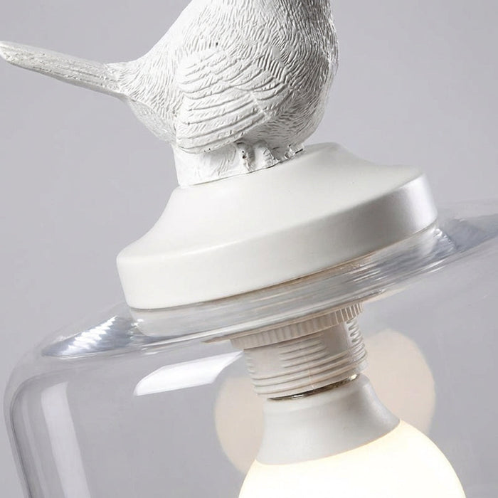Lampa wisząca z LED i szklanym kloszem z detalem ptaków, nowoczesne oświetlenie do salon 2