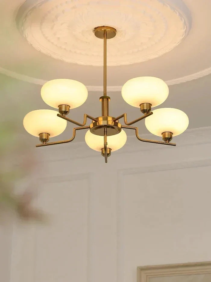Pendant lamp with milky shades — modern elegance for the living room
