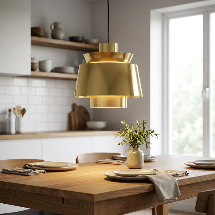 Lampa wisząca z regulowanym kablem, metalowa konstrukcja, ciepłe światło, idealna do salonu nad 1