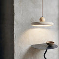 Lampa wisząca z regulowaną wysokością – LED, skandynawski minimalistyczny design – naturalny trawertyn i drewno 0