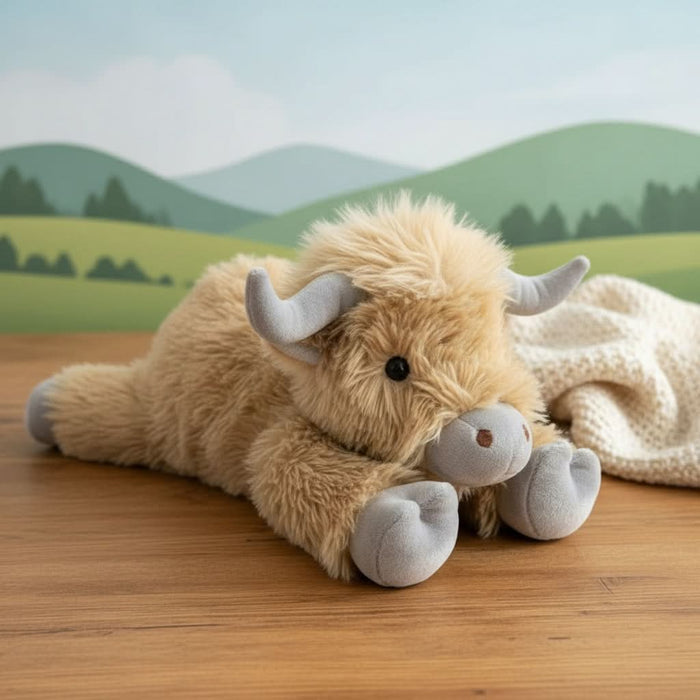 Pluszowa Krowa Highland – Miękka Zabawka dla Dzieci i Dorosłych, Realistyczny Design, Bezpieczna Materiałowo 0