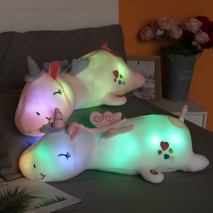 Pluszowa lampka nocna dla dzieci z kojącym światłem LED – miękka lampka nocna z jednorożcem 4