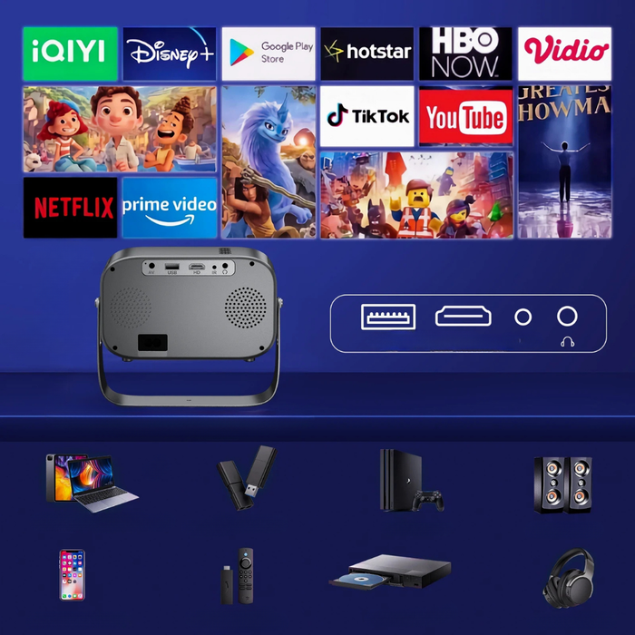 Przenośny miniprojektor z łącznością Bluetooth do domowej rozrywki – kompaktowa konstrukcja do filmów i gier 2