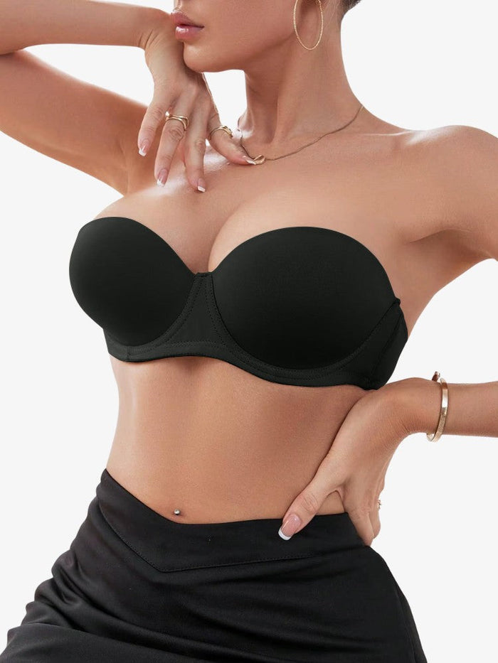 Push-up Biustonosz Bez Ramiączek - Niewidoczny Half Cup z Antypoślizgową Technologią 1