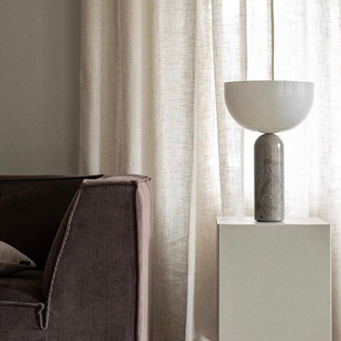 Marmurowa Lampa Stołowa Raja z LED – Elegancka Lampka Stołowa do Salonów, Biała, 35 cm, Nowoczesny Design 4