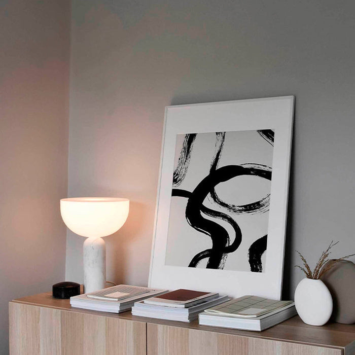 Marmurowa Lampa Stołowa Raja z LED – Elegancka Lampka Stołowa do Salonów, Biała, 35 cm, Nowoczesny Design 5
