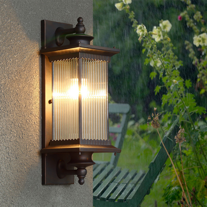 Prostokątny Kinkiet Zewnętrzny Retro – Czarny, Rustykalny Design do Oświetlenia Tarasów i Ogrodów 0
