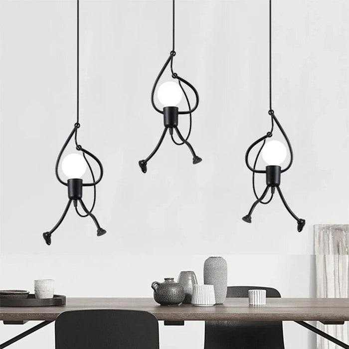 Lampa Wisząca w Kształcie Lalki Retro – Regulowana Wysokość Idealna do Salonu i Pokoju Dziecięcego 5