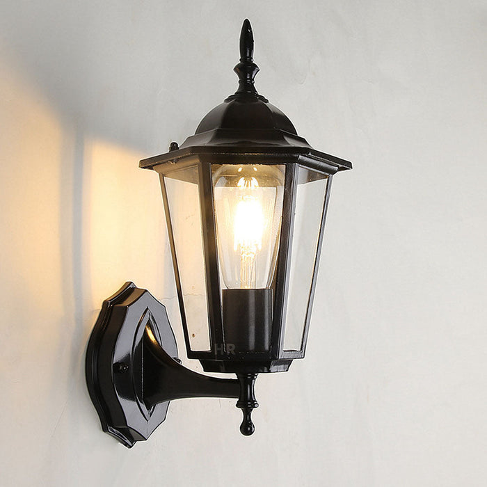 Retro Szklany Kinkiet Ogrodowy z Metalową Ramą – Stylowe Oświetlenie Zewnętrzne z Lampą Edisona, Aluminium i Szkło 5