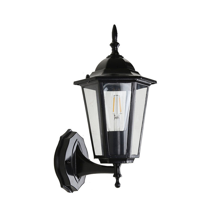 Retro Szklany Kinkiet Ogrodowy z Metalową Ramą – Stylowe Oświetlenie Zewnętrzne z Lampą Edisona, Aluminium i Szkło 6