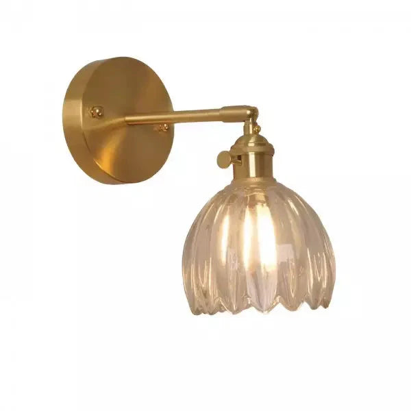 Retro Kinkiet Ścienny Szklany z Kwiatowym Kloszem Tulipana – Elegancka Lampa do Sypialni i Salonu 0