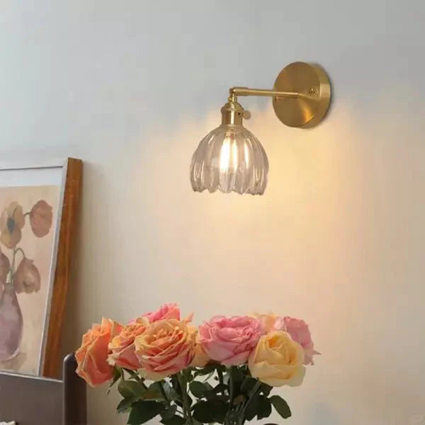 Retro Kinkiet Ścienny Szklany z Kwiatowym Kloszem Tulipana – Elegancka Lampa do Sypialni i Salonu 2