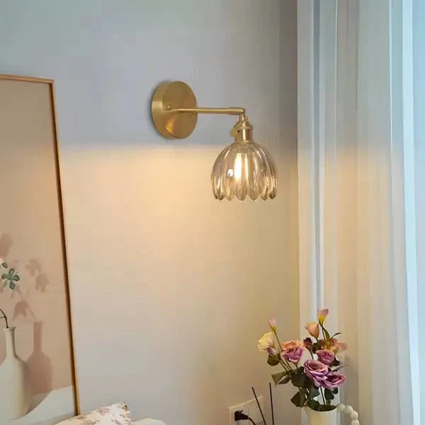 Retro Kinkiet Ścienny Szklany z Kwiatowym Kloszem Tulipana – Elegancka Lampa do Sypialni i Salonu 3