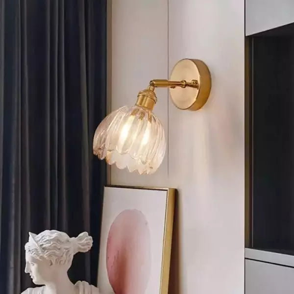 Retro Kinkiet Ścienny Szklany z Kwiatowym Kloszem Tulipana – Elegancka Lampa do Sypialni i Salonu 4