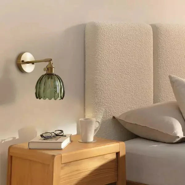 Retro Kinkiet Ścienny Szklany z Kwiatowym Kloszem Tulipana – Elegancka Lampa do Sypialni i Salonu 7