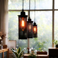 Lampa wisząca retro-industrialna z regulowanym kablem i perforowanym kloszem, idealna do salonu i 0