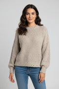 Sweter retro z dzianiny o przytulnej fakturze – miękki, luźny krój – design inspirowany stylem vintage 0