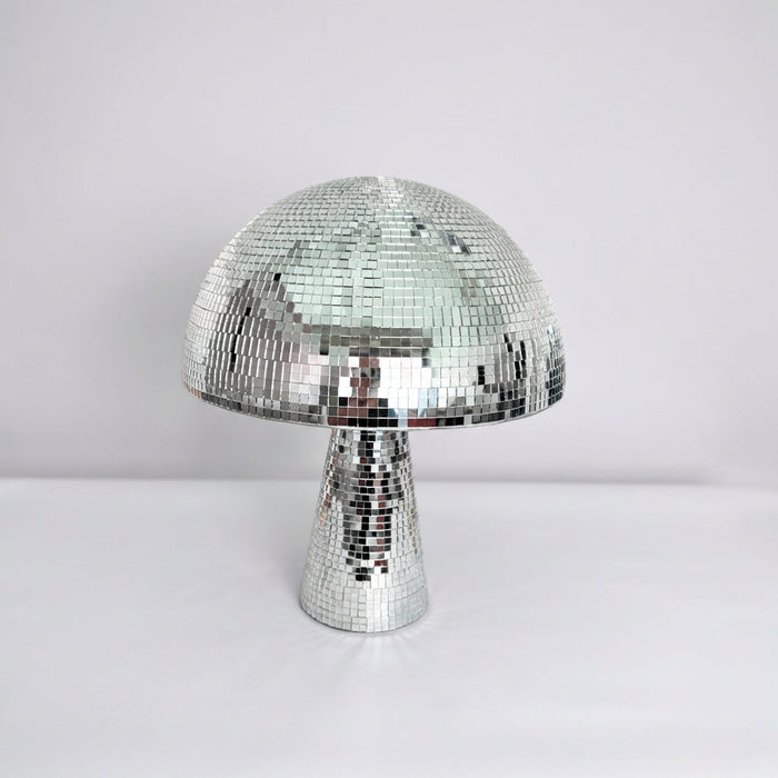 Lampa stołowa retro w kształcie grzyba z lustrzaną mozaiką szklaną, idealna jako dekor 0