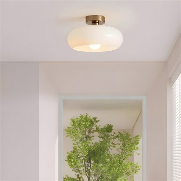 Retro Okrągła Lampa Sufitowa Szklana w Bursztynowym Kolorze – Eleganckie Oświetlenie Sufitowe do Salonu 6