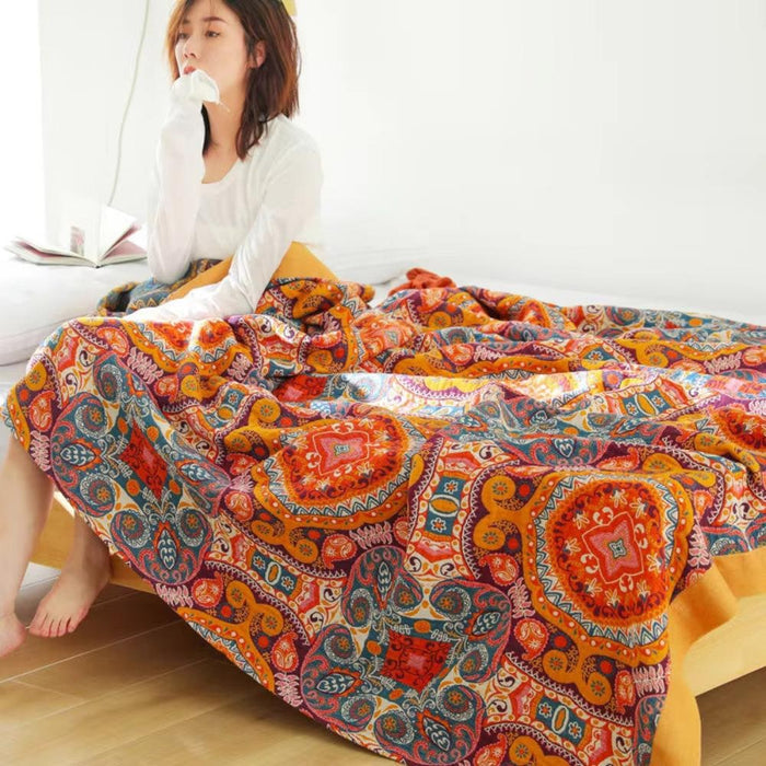 Dwustronny bawełniany koc chłodzący w stylu boho – oddychający i nadający się do prania w pralce 5