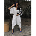 Reversible Favour Essouira in White With Black & White Stripe Détail