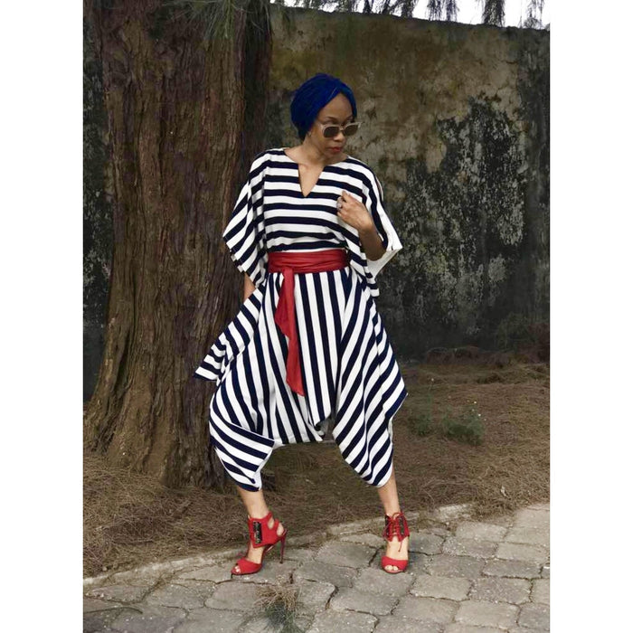Reversible Favour Essouira in White With Black & White Stripe Détail