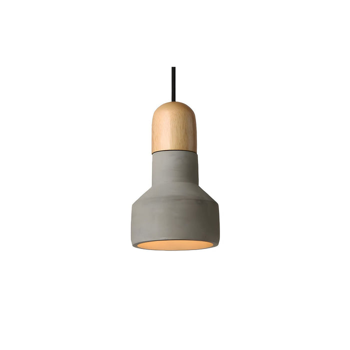 Rustykalna Lampa Wisząca CementoDrewno – Minimalistyczna Lampa do Salonu nad Stół, Z Cementu i Drewna, E27, Regulowana Wysokość 1