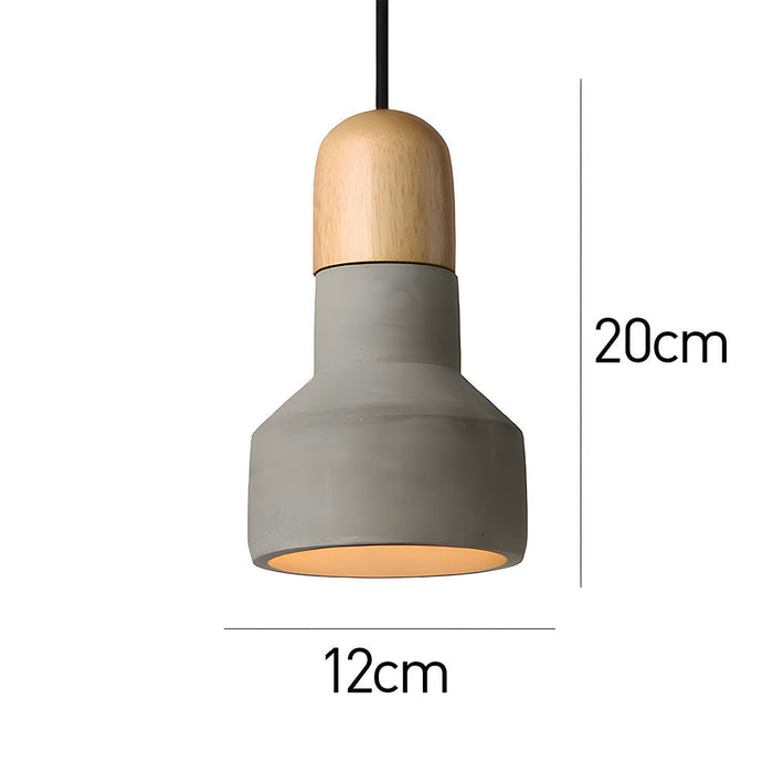 Rustykalna Lampa Wisząca CementoDrewno – Minimalistyczna Lampa do Salonu nad Stół, Z Cementu i Drewna, E27, Regulowana Wysokość 6