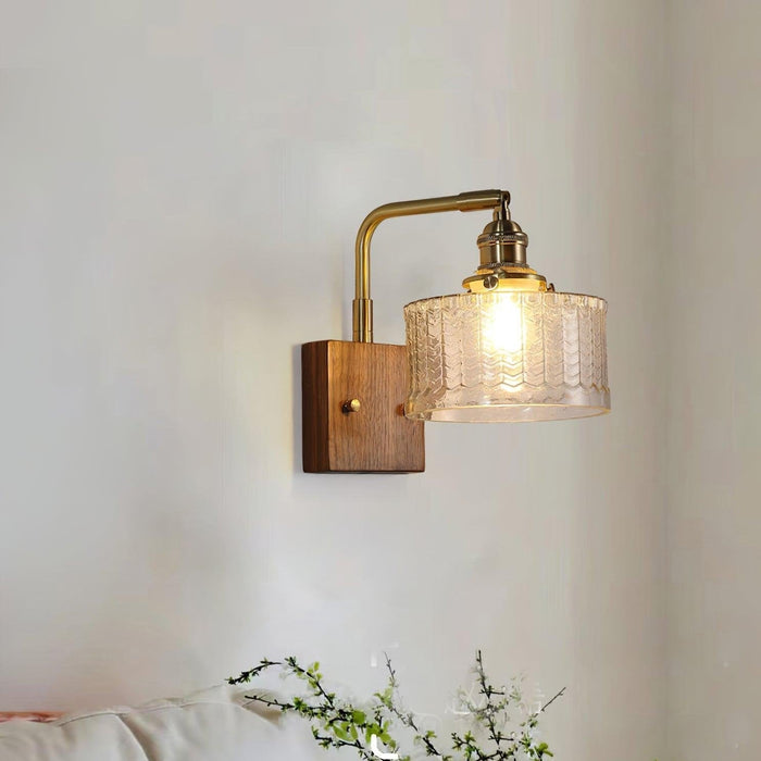 Rustykalny Kinkiet Ścienny z Zielonym Szklanym Kloszem – Lampa Camela do Salonu i Sypialni 1