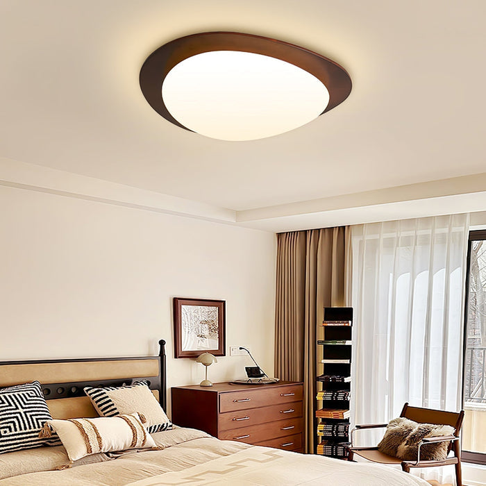 Skandynawska Lampa Sufitowa Pebble z Drewna – Minimalistyczny Design i Ciepłe Światło LED 2