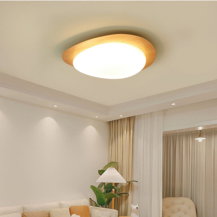 Skandynawska Lampa Sufitowa Pebble z Drewna – Minimalistyczny Design i Ciepłe Światło LED 5