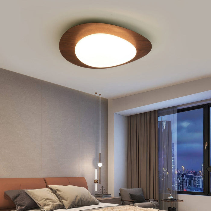 Skandynawska Lampa Sufitowa Pebble z Drewna – Minimalistyczny Design i Ciepłe Światło LED 7