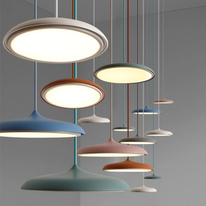 Skandynawska Lampa Wisząca z Dyskiem LED – Nowoczesny Design w Różnych Kolorach 7