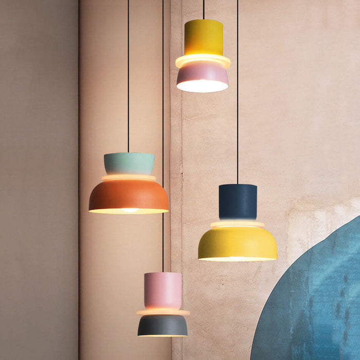 Nordic Hanging Lamp with LED Light – Colorful Metal Shade for Kitchen Pendant Lighting 0